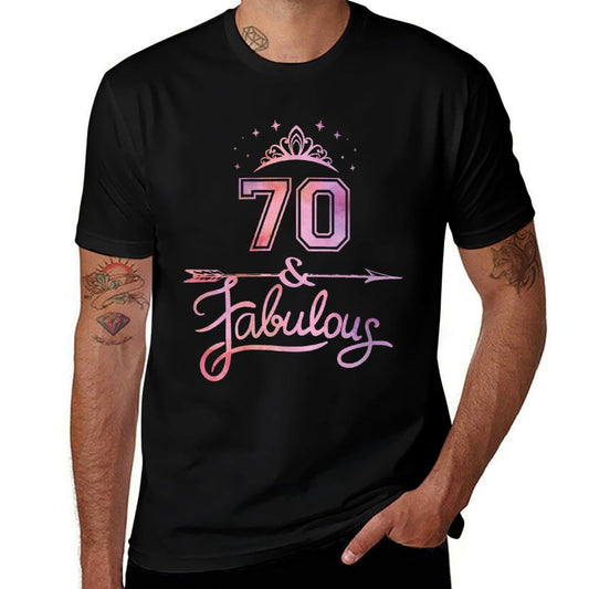 Womens Women 70 Years Old And Fabulous Happy 70th Birthday  Graphic-printed T-Shirt