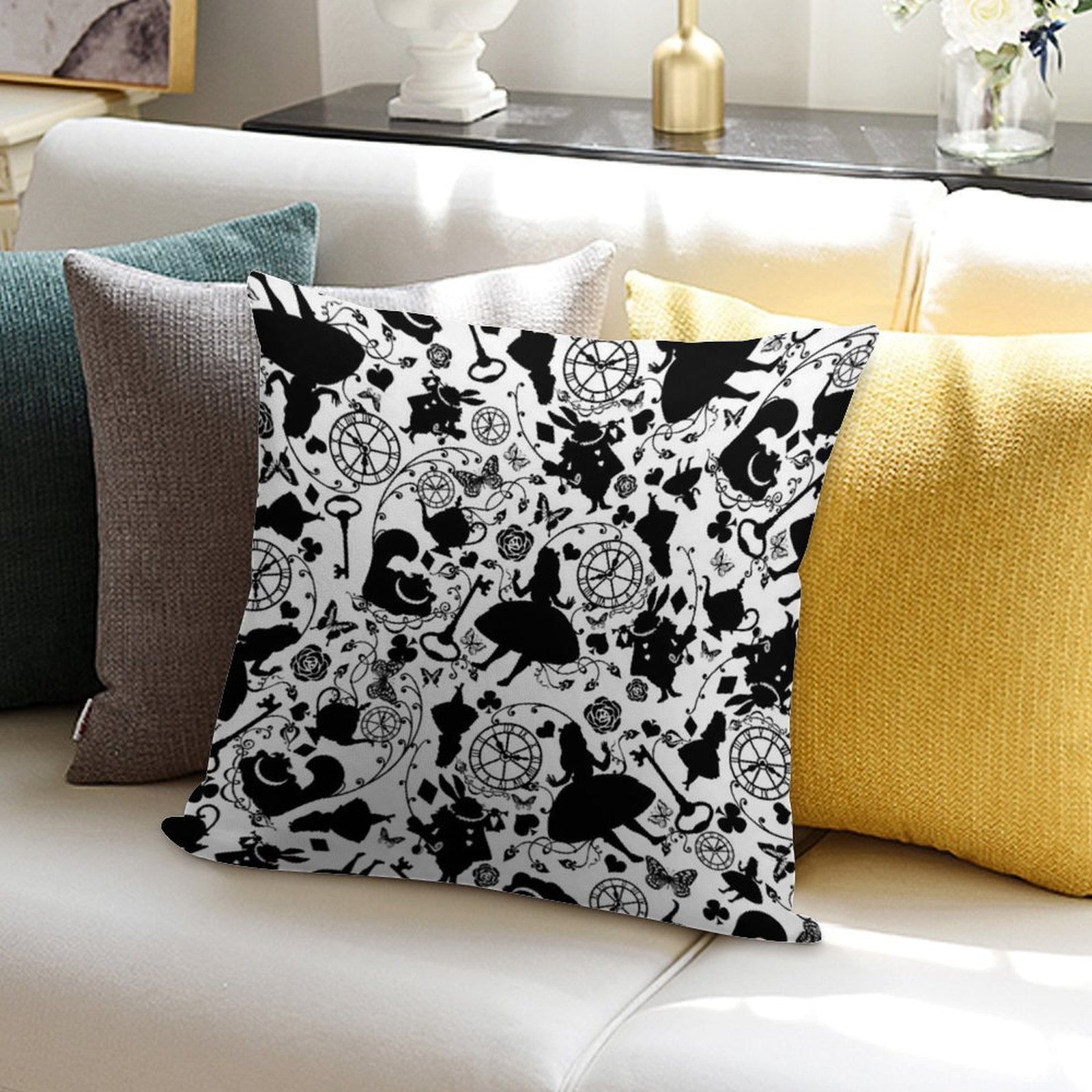 Alice in Wonderland Soft Hidden Zipper Throw Pillow