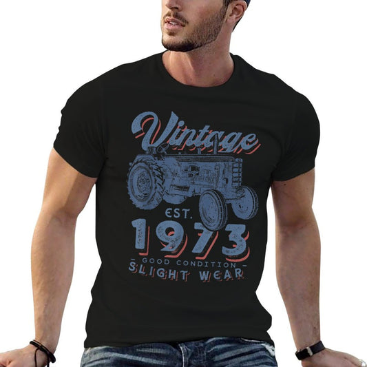 Vintage Farmer Tractor Established 1973 50th Birthday Party  Relaxed-fit T-Shirt