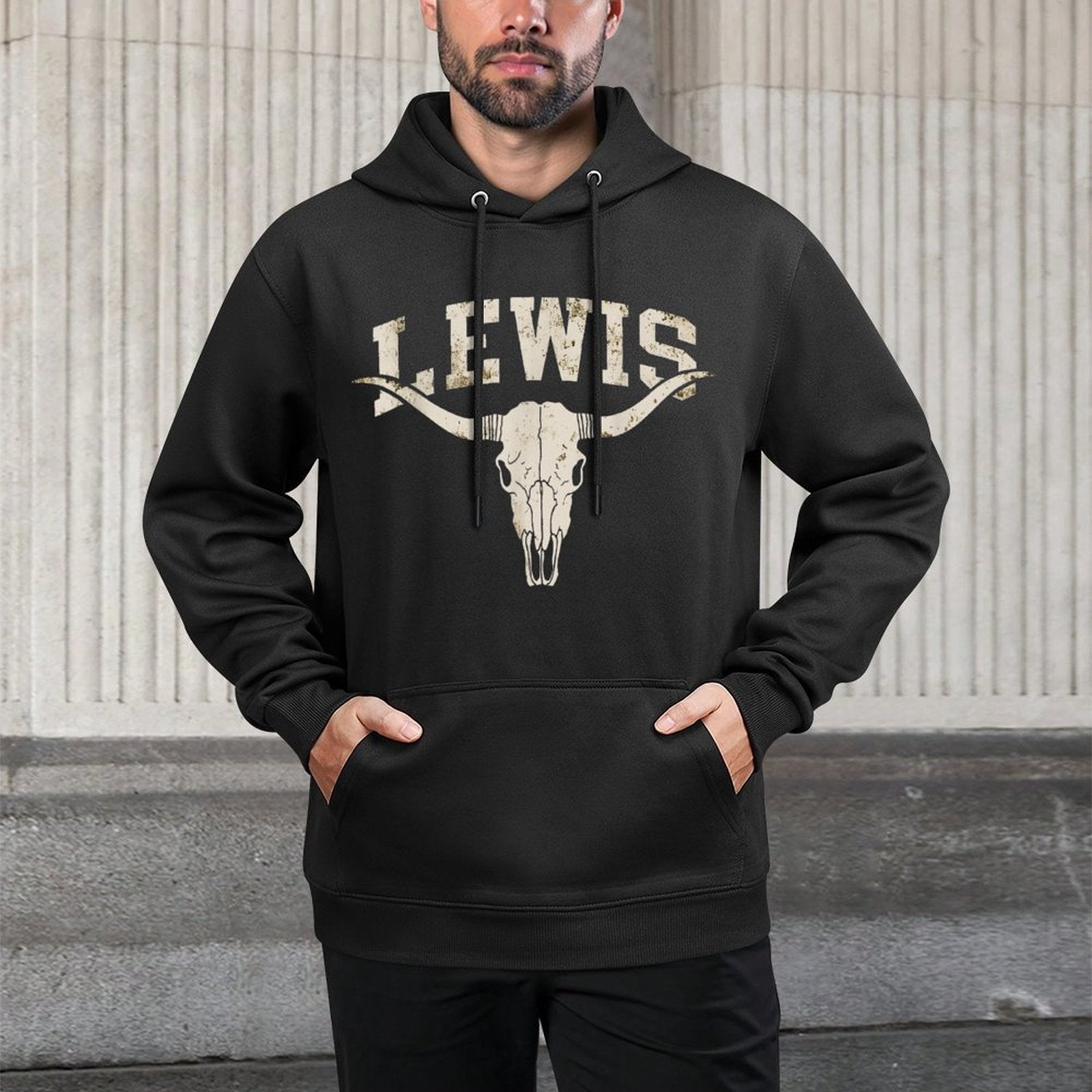 Retro Lewis Personalized Name Gift for Men Women Kid Versatile Streetwear Hoodie