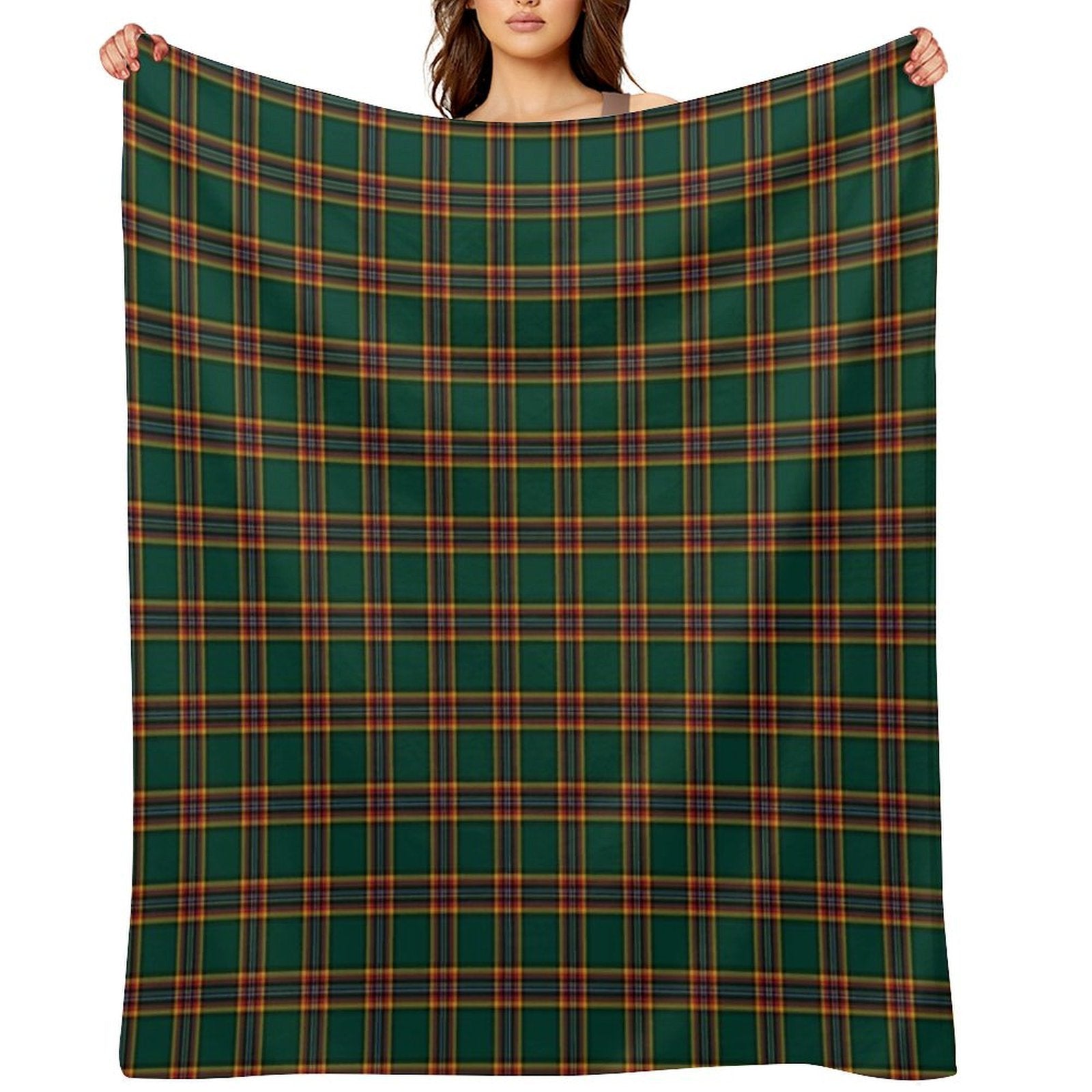 Moran Tartan Forest Green Irish Plaid Premium Throw Blanket