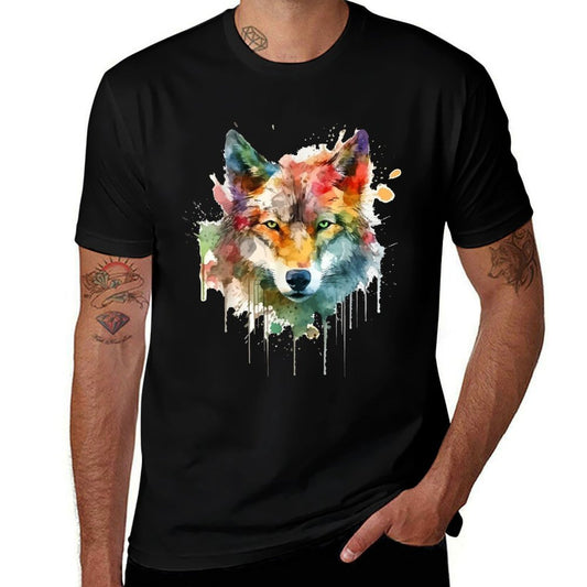 Wolf Head Watercolor  Polyester Blend T-Shirt