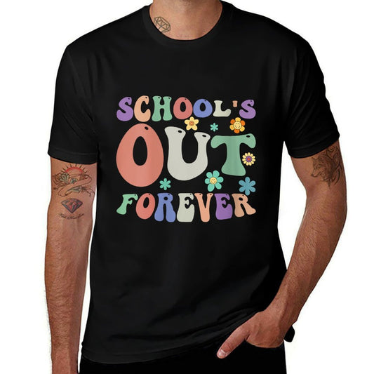 Womens Schools Out Forever Teacher Retirement Boho Flower  Summer-ready Fabric T-Shirt