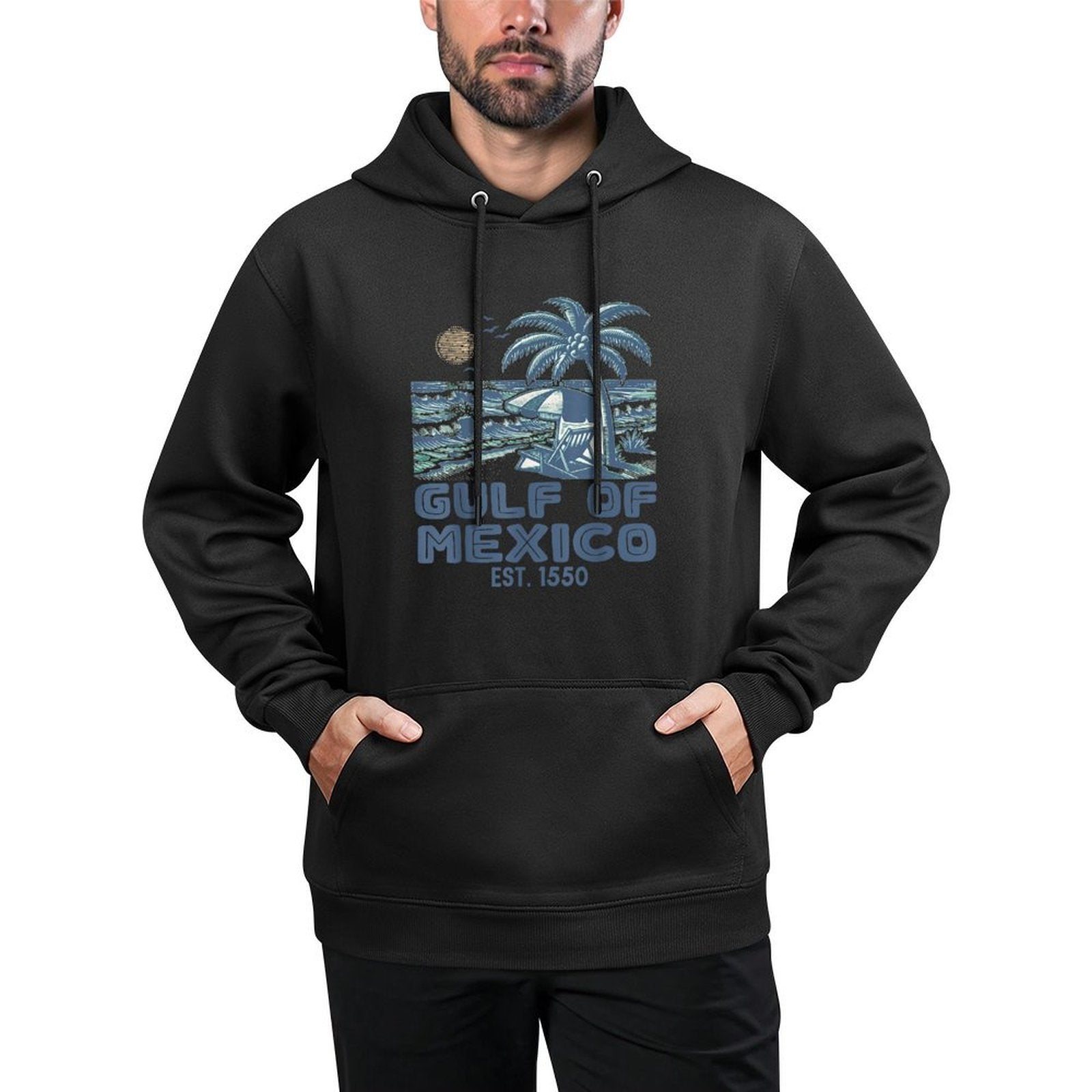 Gulf of Mexico Est 1550 Historic Retro Vintage Beach Shrink-Resistant Hoodie