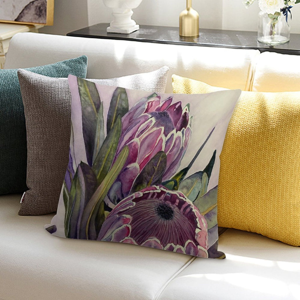 Protea Flower Watercolour Soft Gift Ready Throw Pillow