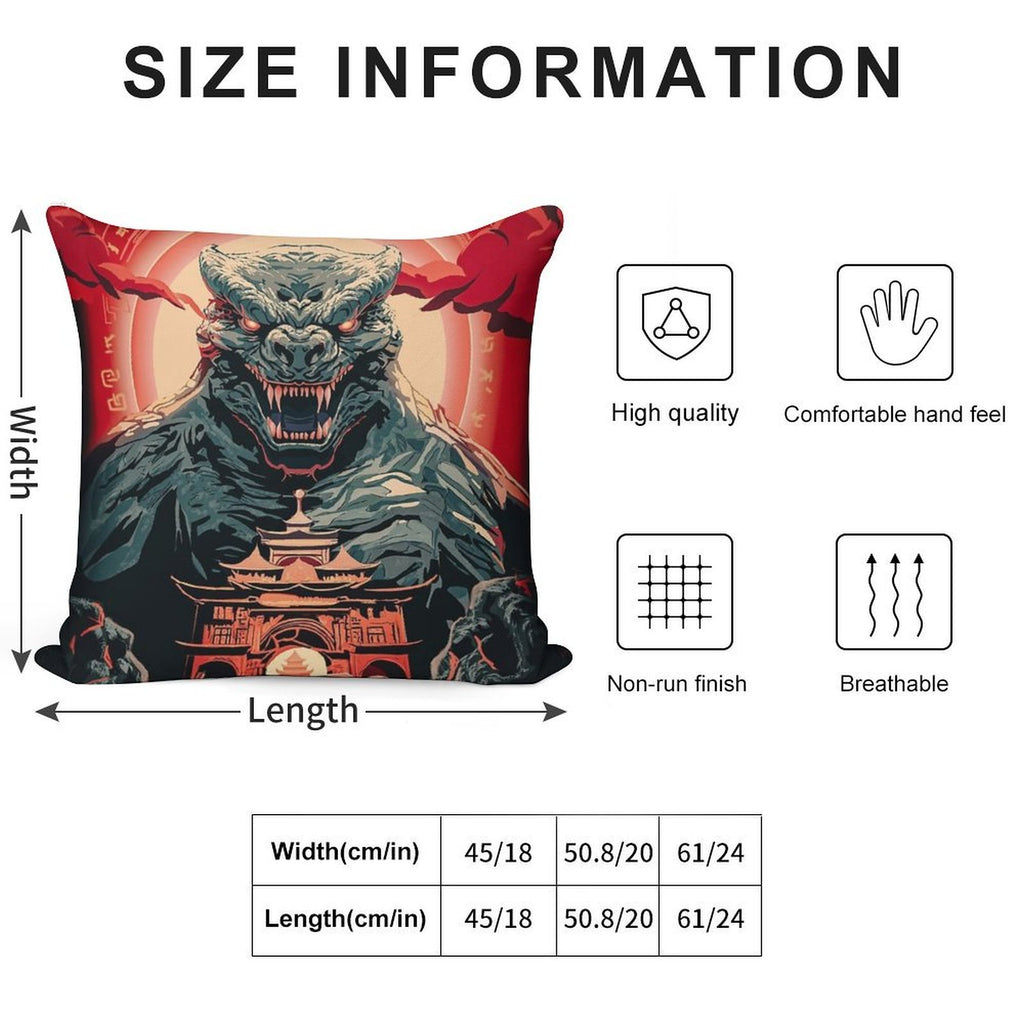 GODZILLA Soft Hidden Zipper Throw Pillow