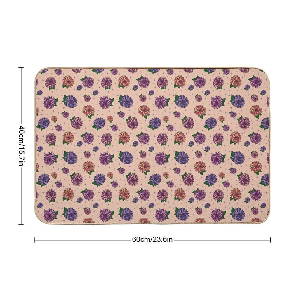 Dahlias Multicolored Peach  Repositionable Bath Mat
