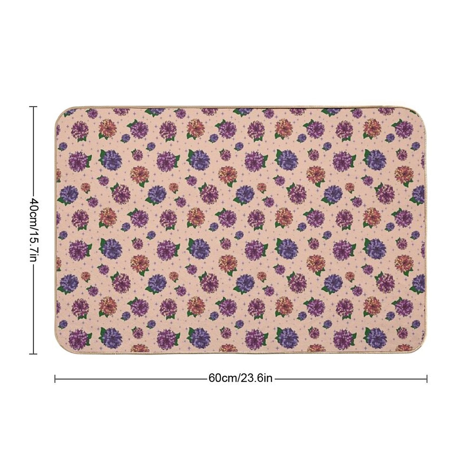 Dahlias Multicolored Peach  Repositionable Bath Mat