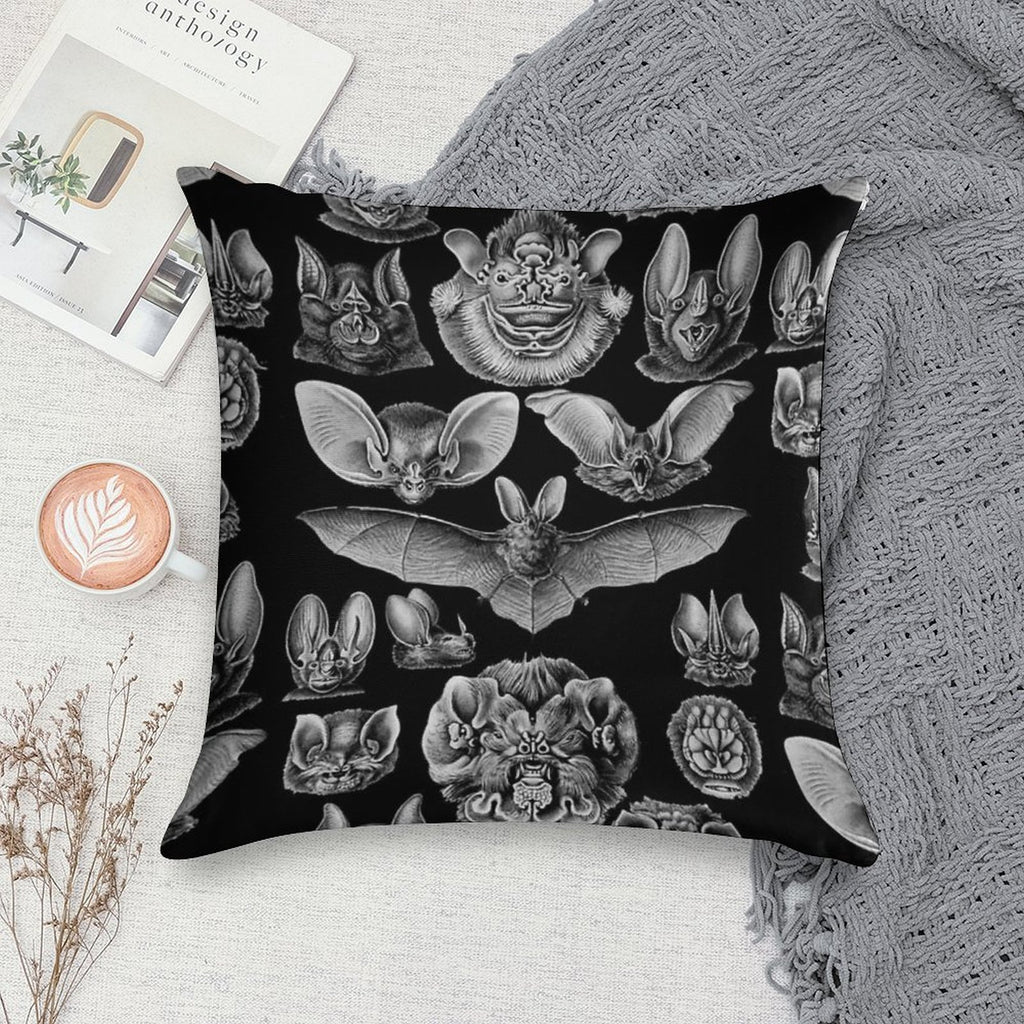 1904 Haeckel Chiroptera Soft Shrink-Resistant Throw Pillow