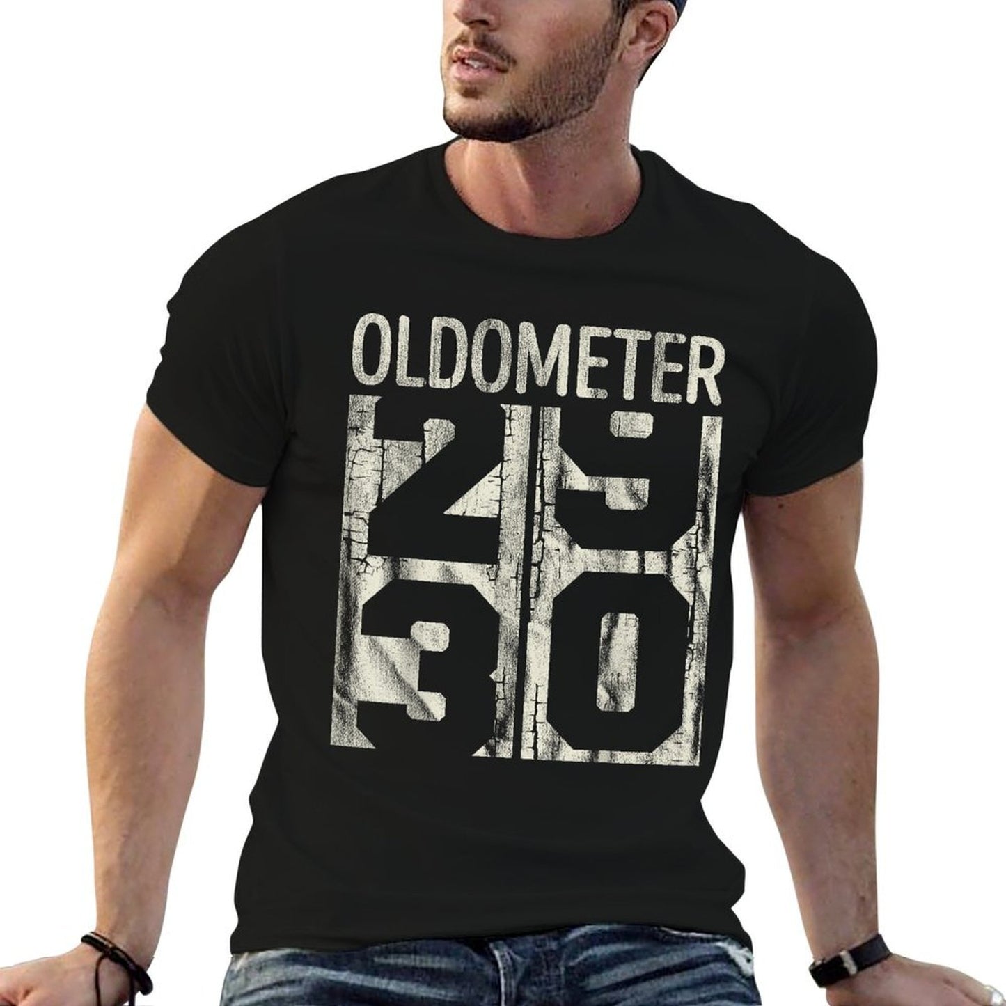 30 Years Old Birthday Oldometer Odometer 30th Vintage Men  Easy-care T-Shirt