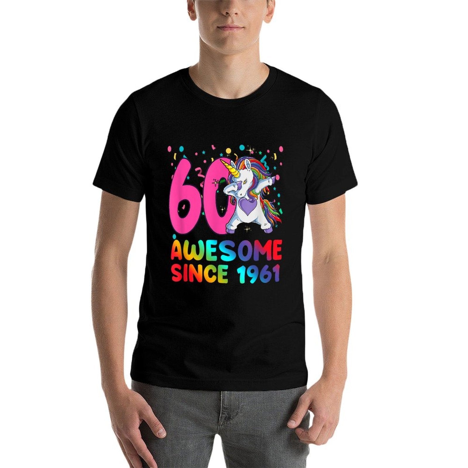 Awesome Since 1961 Dabbing Unicorn 60 Year Old 60th Birthday  Eco-friendly Material T-Shirt