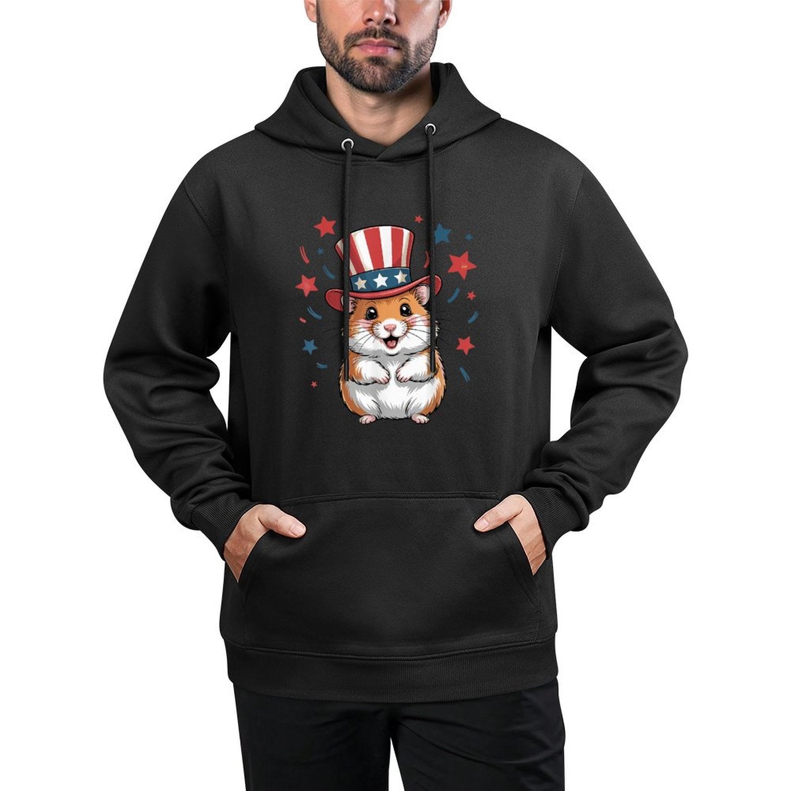 Patriotic Hamster Animals Lovers Independence 4th of July Shape Retention Hoodie