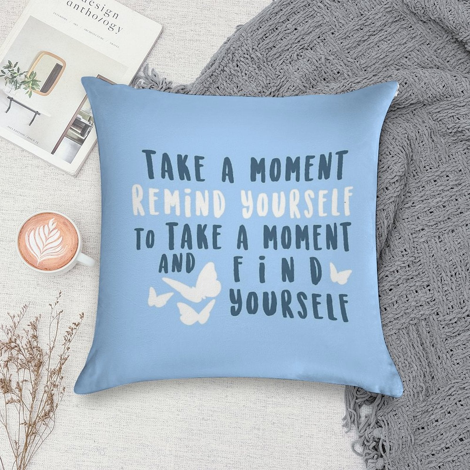 Take A Moment to Find Yourself Soft Bedroom Essential Throw Pillow