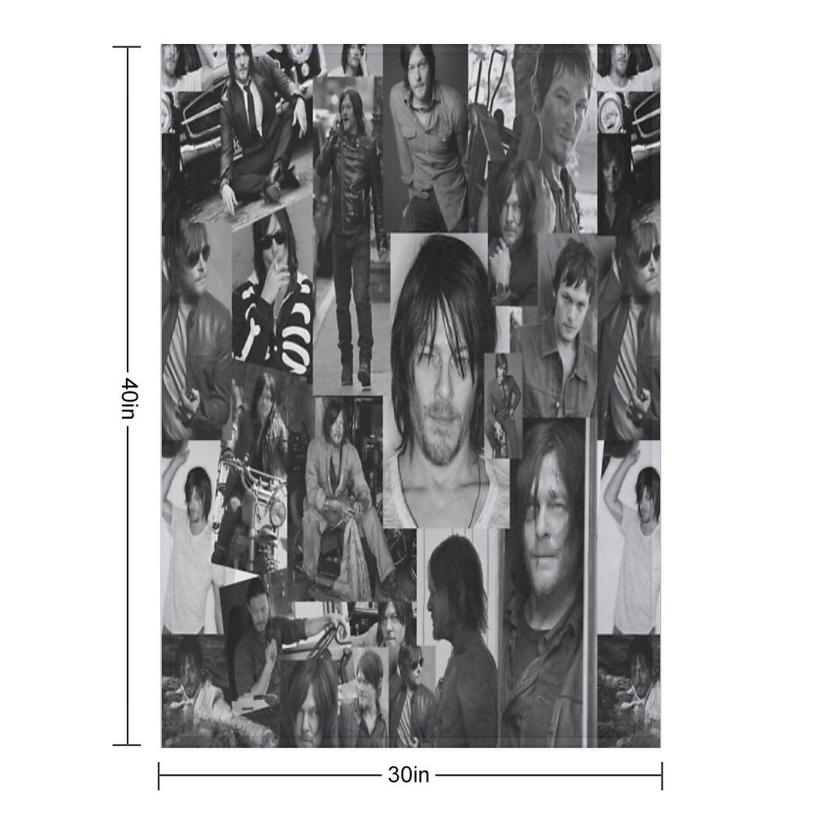 Norman Reedus Black And White Aesthetics Photo Collage Shrink-resistant Throw Blanket