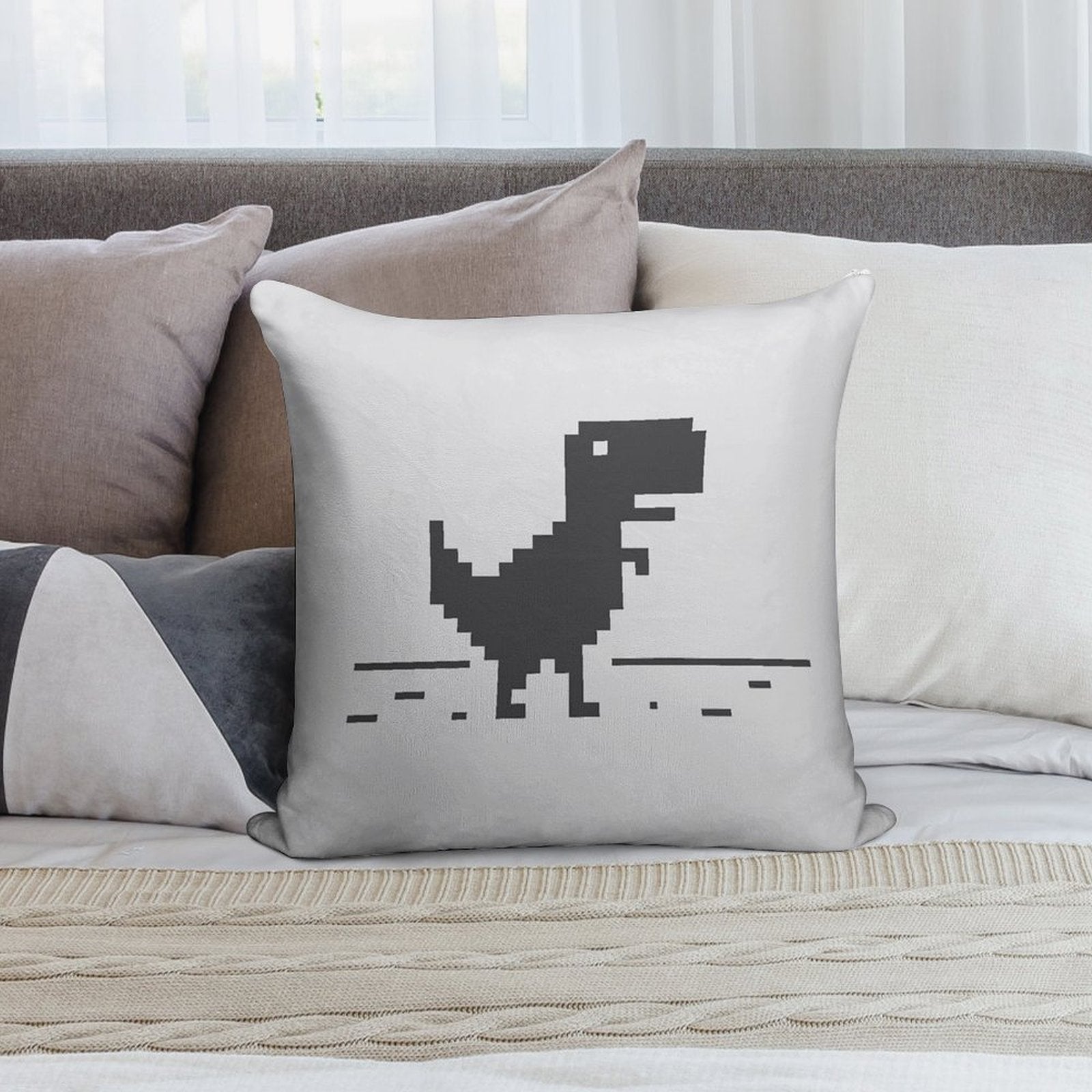 Google Chrome's Dino Soft Style Accent Throw Pillow
