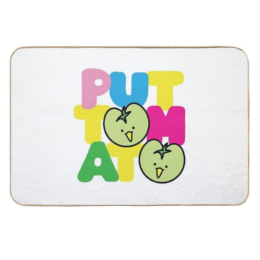 Kawaii Green Tomato Mascot No. 2  Dirt-Trapping Bath Mat