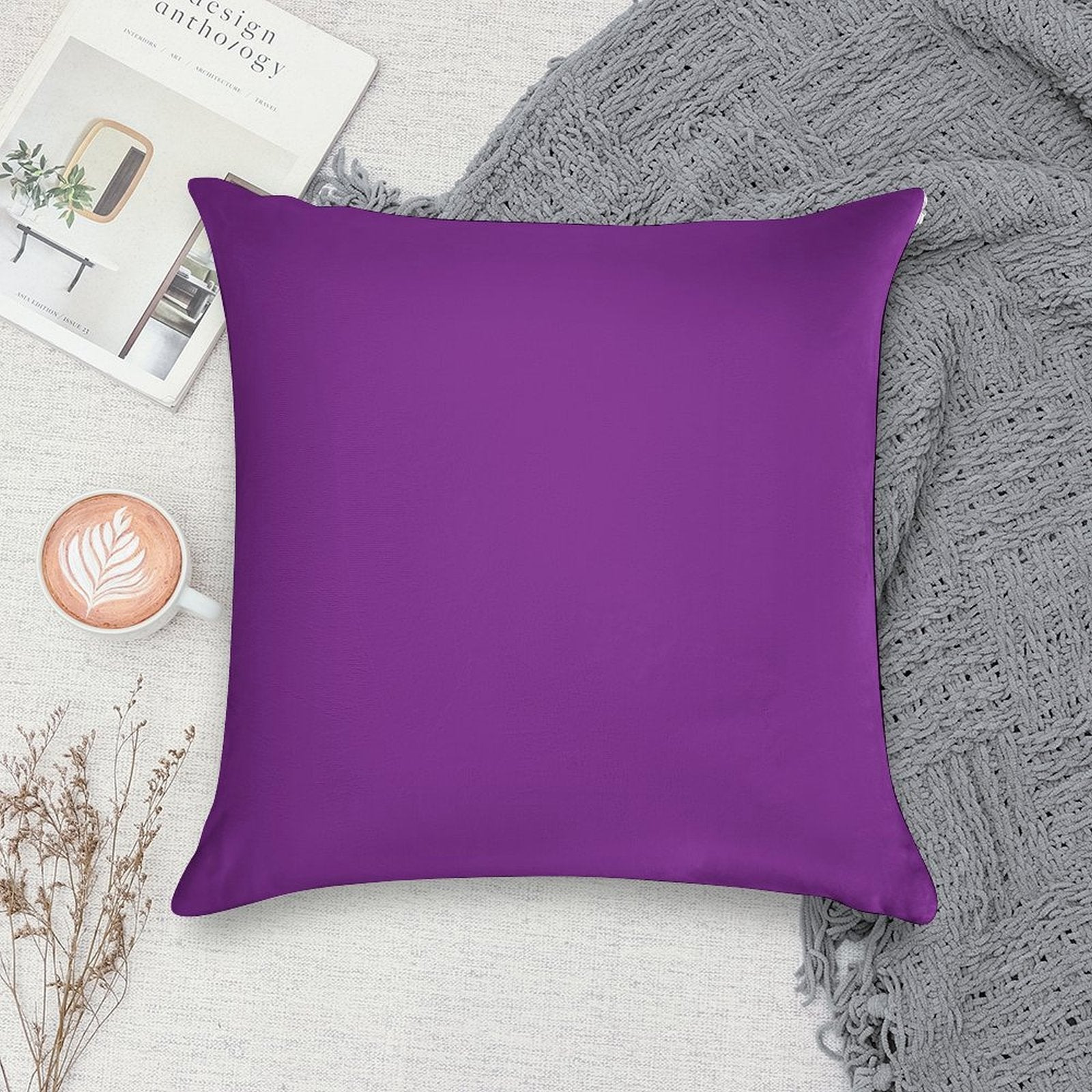 Violet Mauve Purple Solid Color Decor Soft Gift Ready Throw Pillow