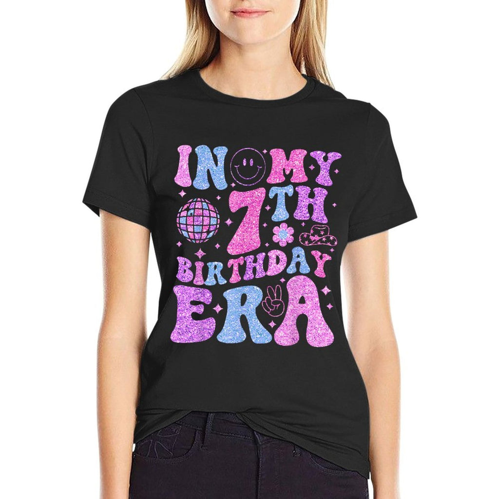 In My 7th Birthday Era 7 Year Old Birthday Retro Disco Bday  Versatile T-Shirt