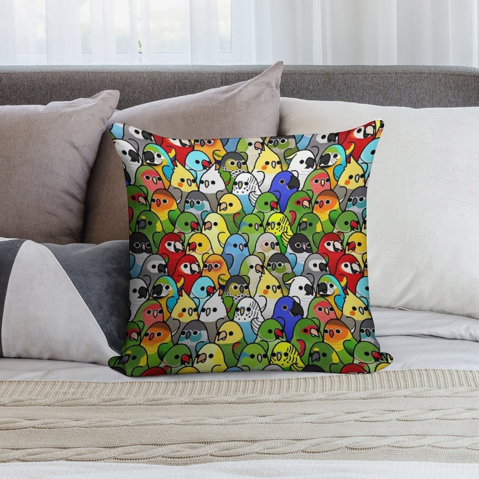 Too Many Birds! Bird Squad 1 Soft Gift Ready Throw Pillow