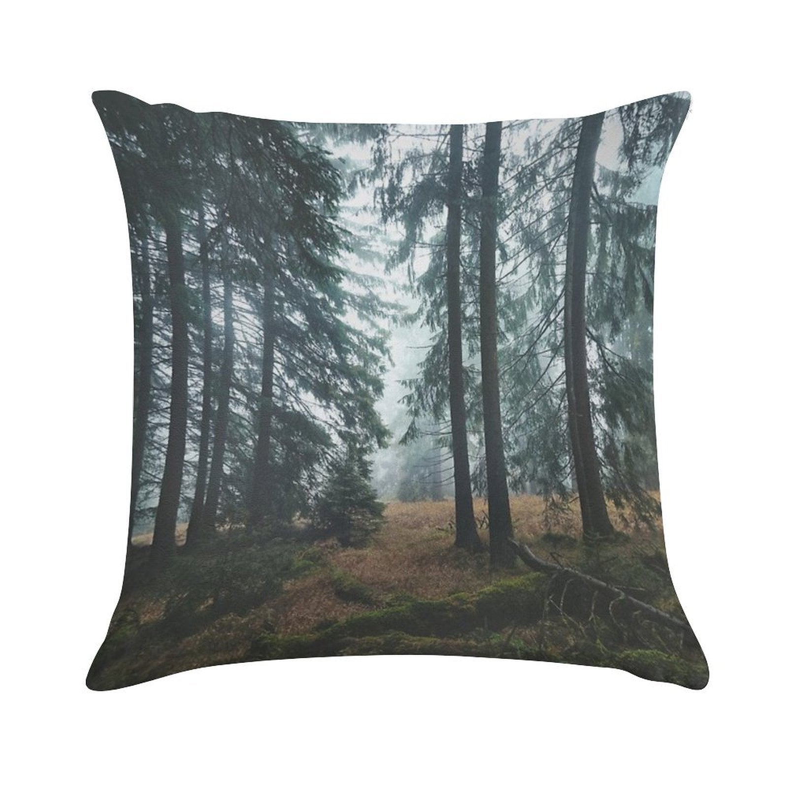Deep In The Woods  Wild Romantic Misty Retro Fall Wilderness Fairytale Forest With Dark Trees Covered In Fog Soft Anti-Pilling Throw Pillow