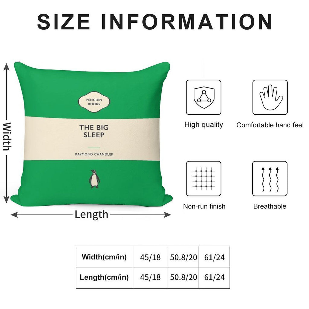 The Big Sleep Raymond Chandler Penguin Book Cover Soft Decorative Cover Throw Pillow