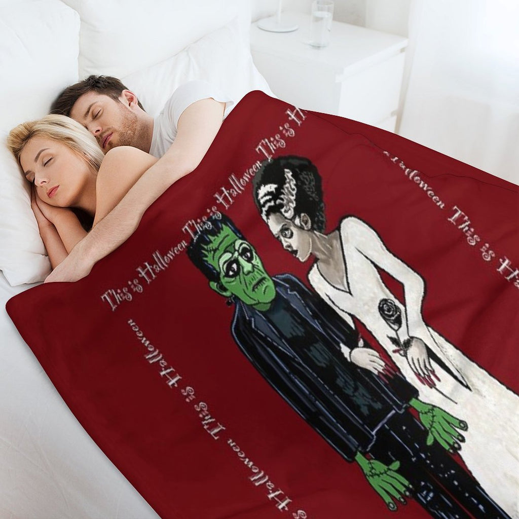 Frankenstein & His Lovely Bride Premium Throw Blanket