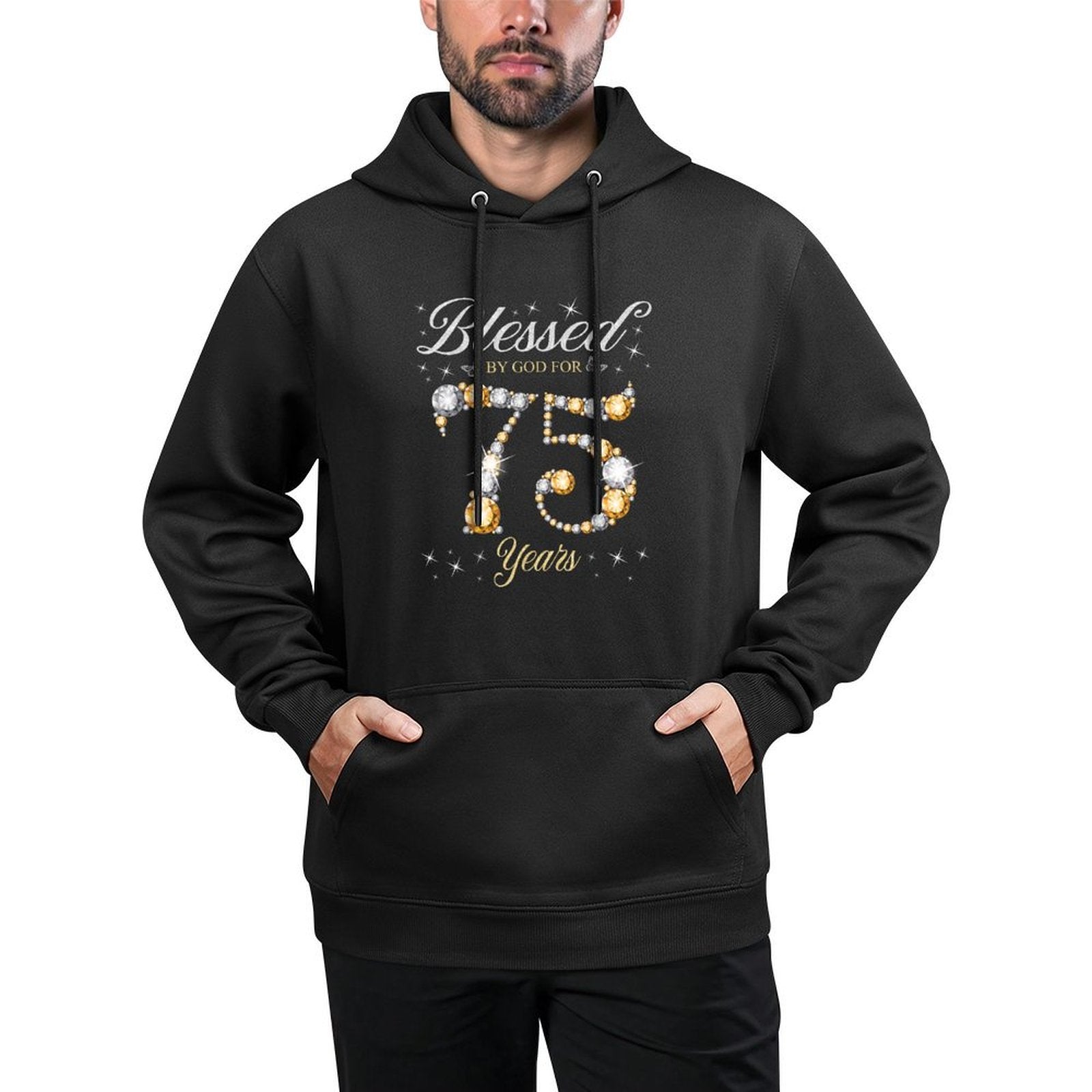 Blessed By God For 75 Years Old 75th Birthday Party Breathable Fabric Hoodie