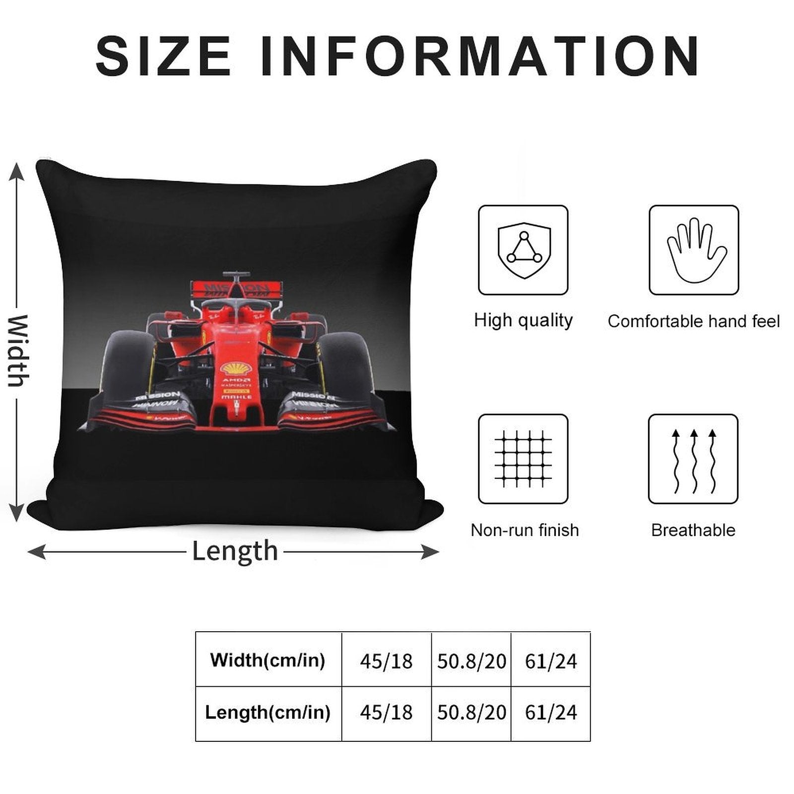 Ferrari F1 Formula 1 (#219) Soft Decorative Cover Throw Pillow