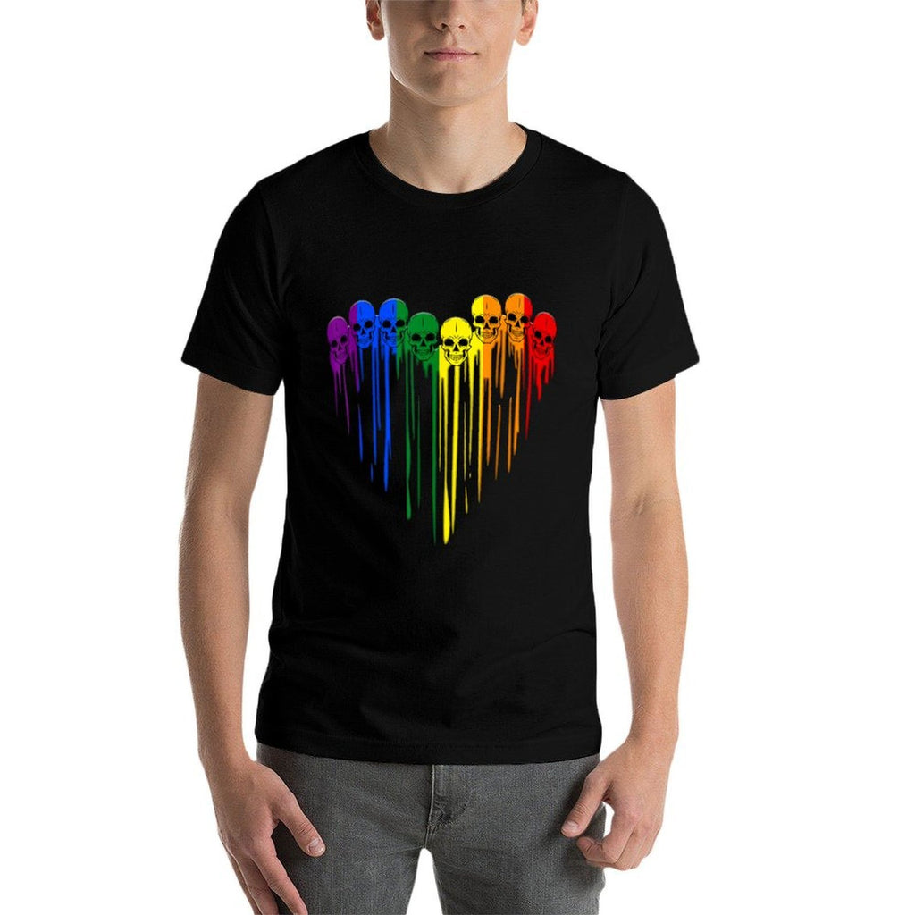 LGBT Gay Pride Skull Rainbow Heart LGBT Support  Versatile T-Shirt