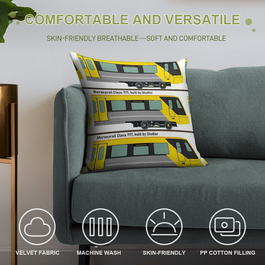 Merseyrail Class 777 Profile Soft Shrink-Resistant Throw Pillow