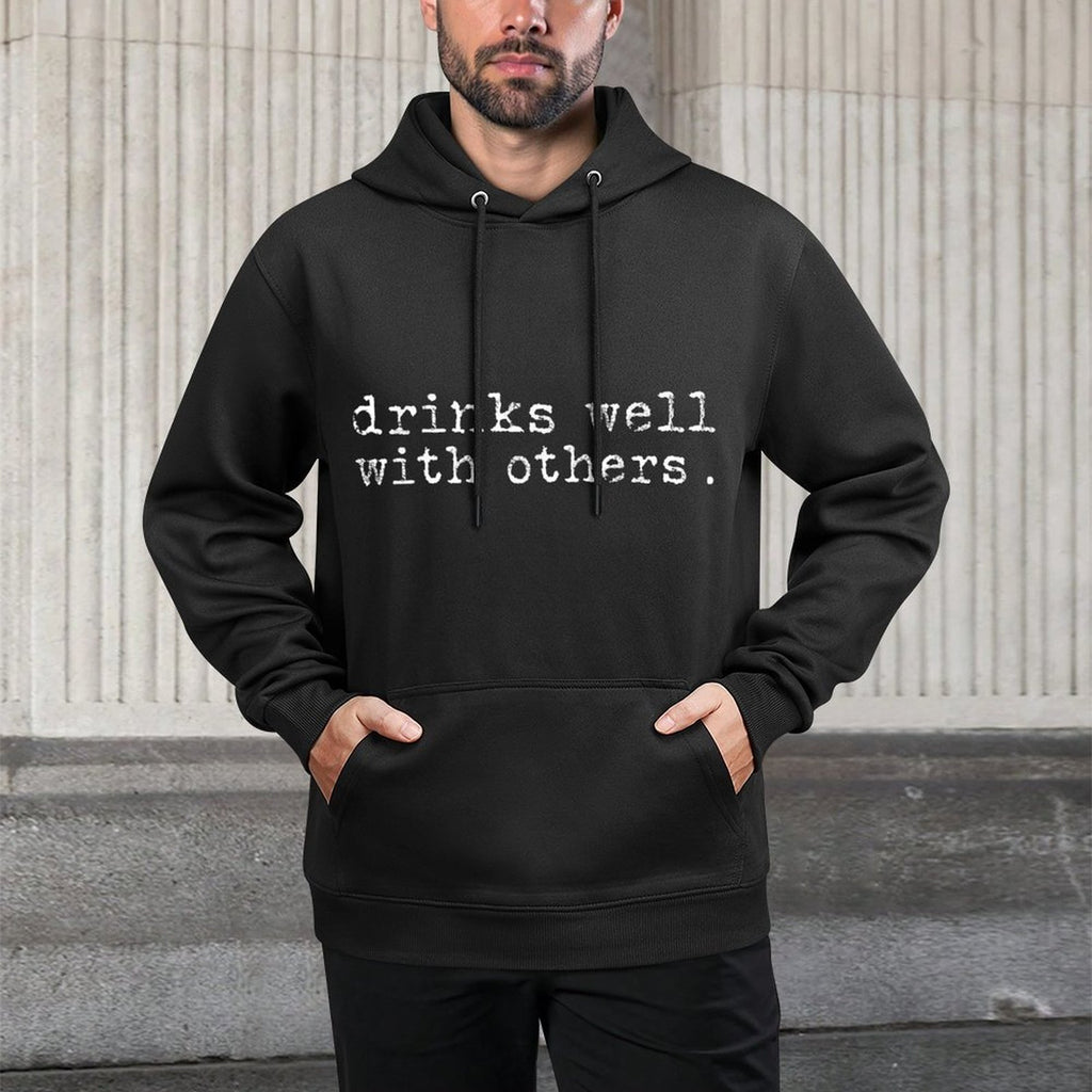 Funny St Patricks Day Drinking, Drinks Well With Others, USA Cotton-Polyester Blend Hoodie