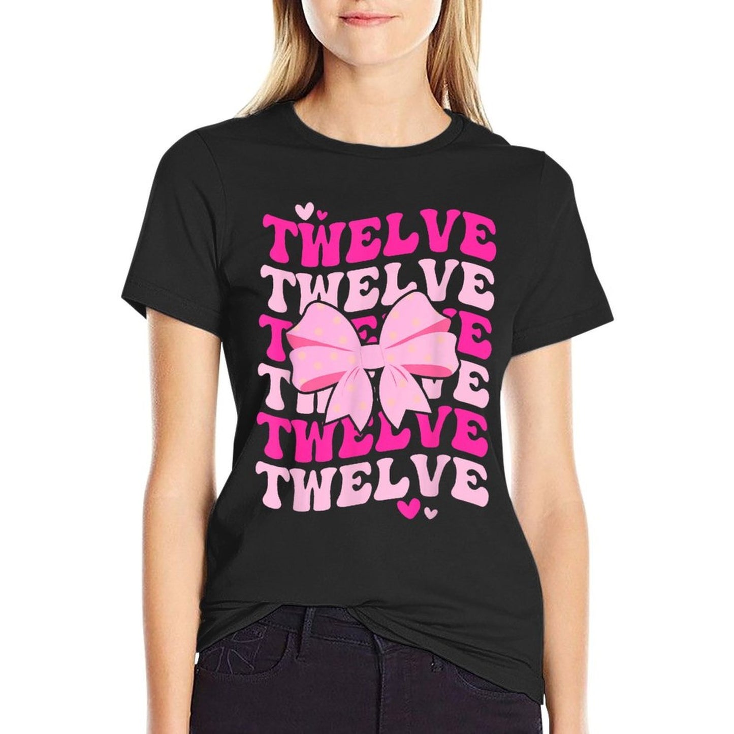 12th Coquette Birthday Party Twelve Year Old Coquette Bow  Polyester Blend T-Shirt