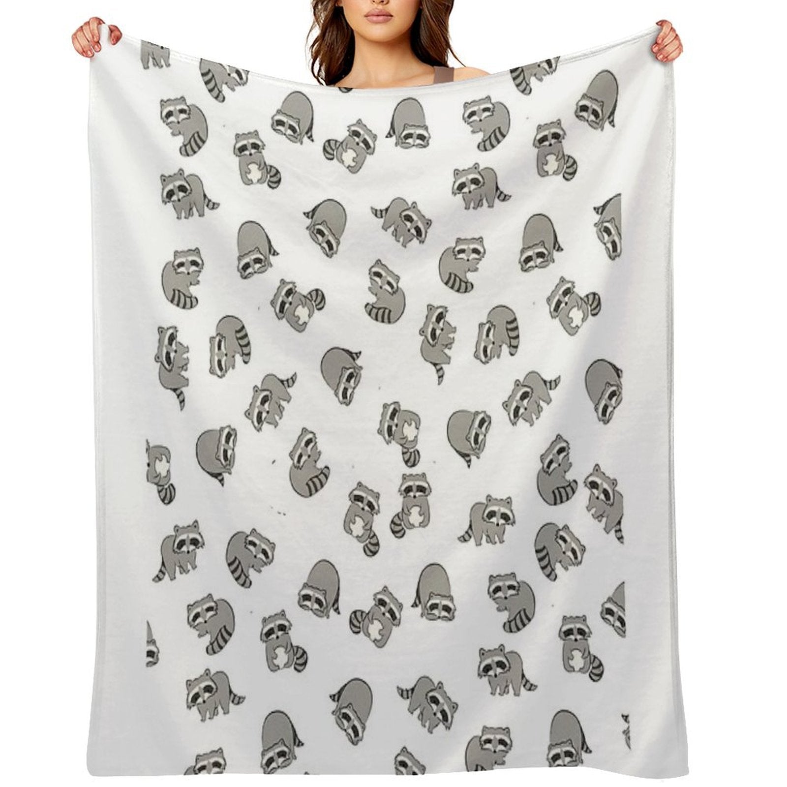 Raccoon Pattern Eco-conscious Throw Blanket