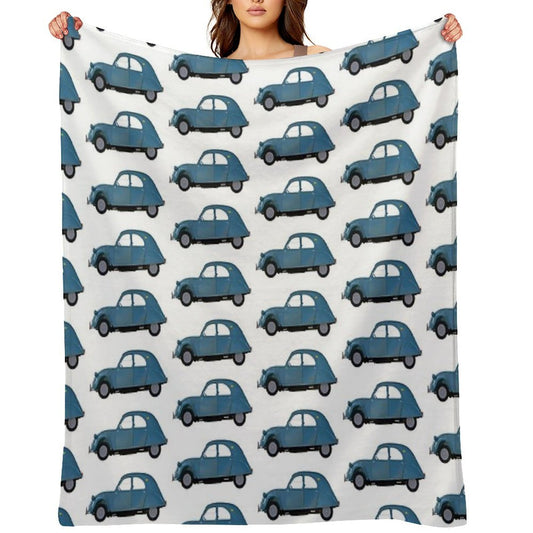2CV Deux Chevaux Teal Version Velvety-soft Throw Blanket