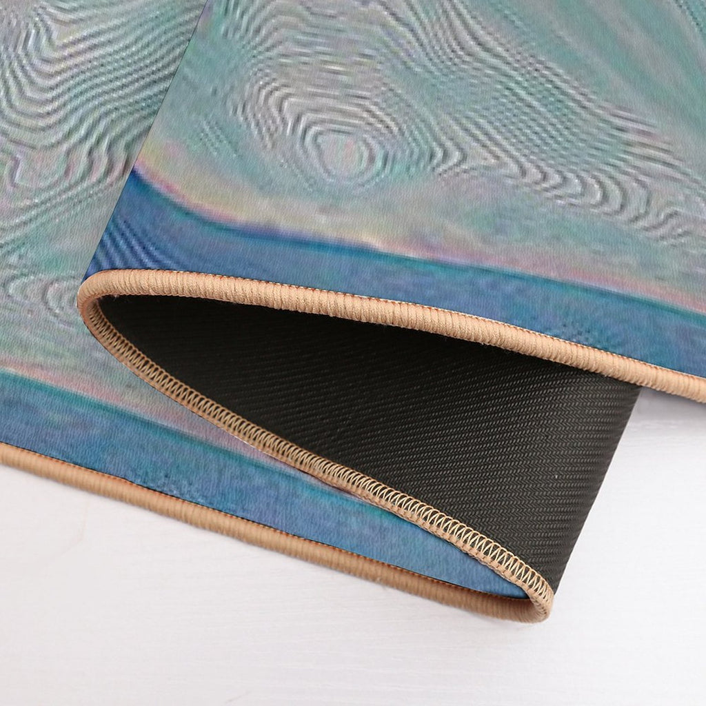 4 Bright Leaf Shapes, with Line Texture, Background Blue  Toxin-Free Bath Mat