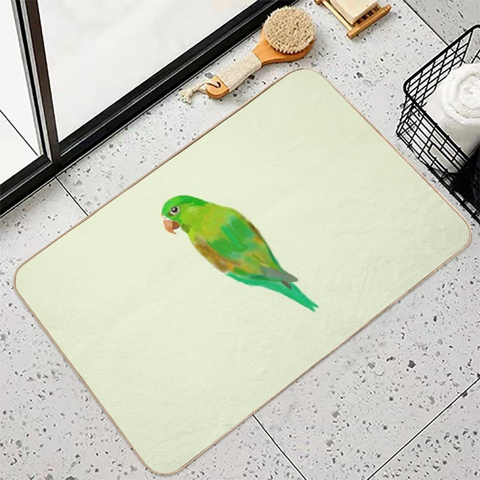 Green Parrot  Pet-Safe Bath Mat
