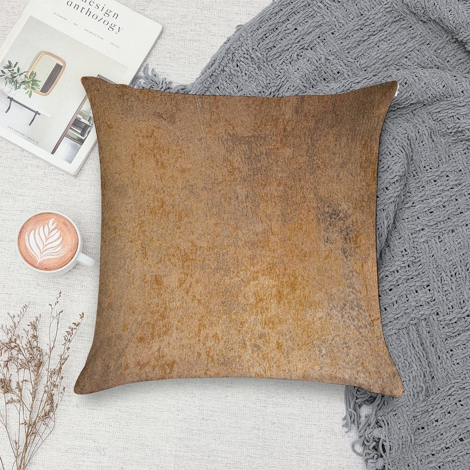 Grunge Metal Texture Soft Reinforced Edging Throw Pillow