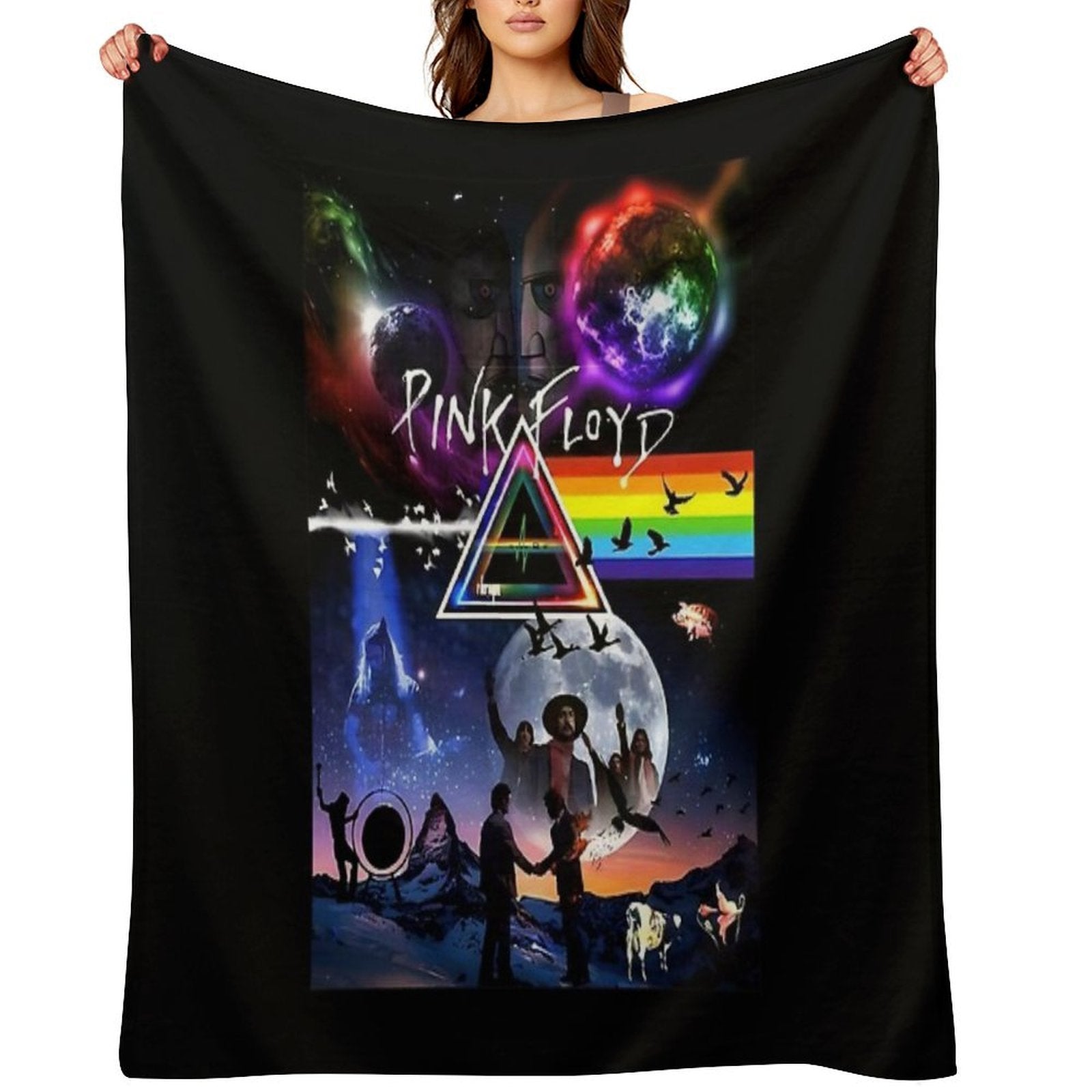 Pink Floyd Collage - Zea Shrink-resistant Throw Blanket
