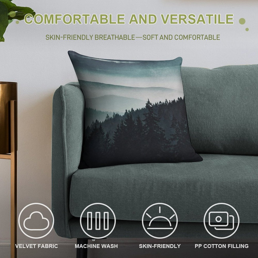 Mountain Light Soft Short Plush Fabric Throw Pillow