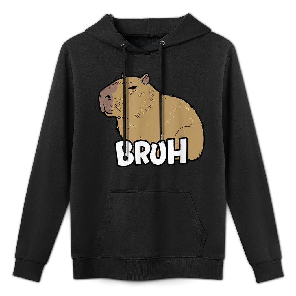 Capybara Meme Saying Bruh With Capybara Boys Girlsns Machine Washable Hoodie