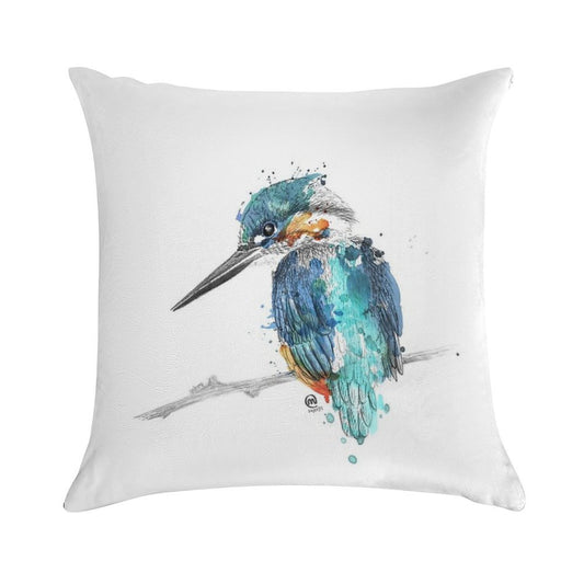 Watercolour Kingfisher Soft Easy Maintenance Throw Pillow