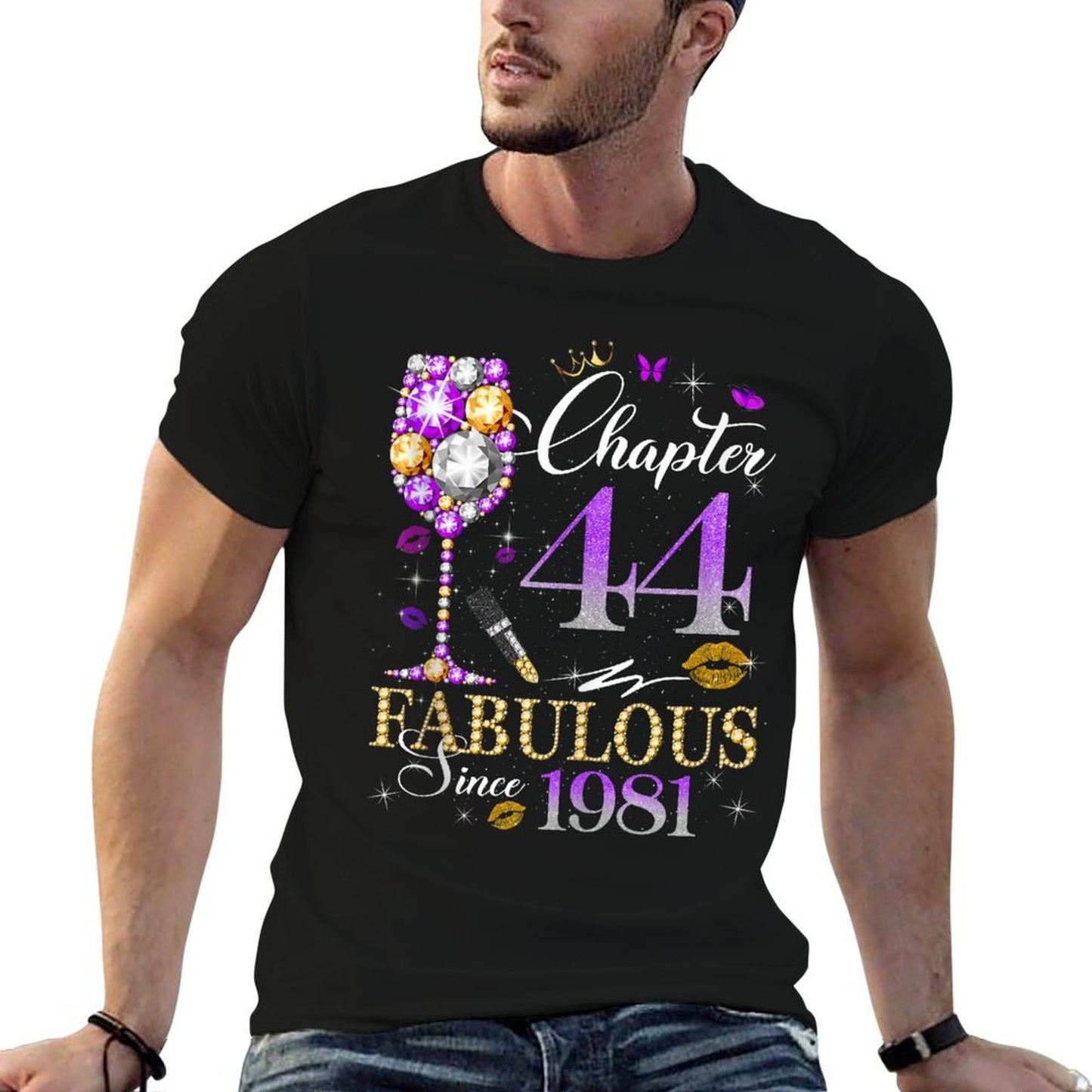 Womens Chapter 44 Fabulous Est 1981 44th B-day Queen Diamond  Breathable T-Shirt