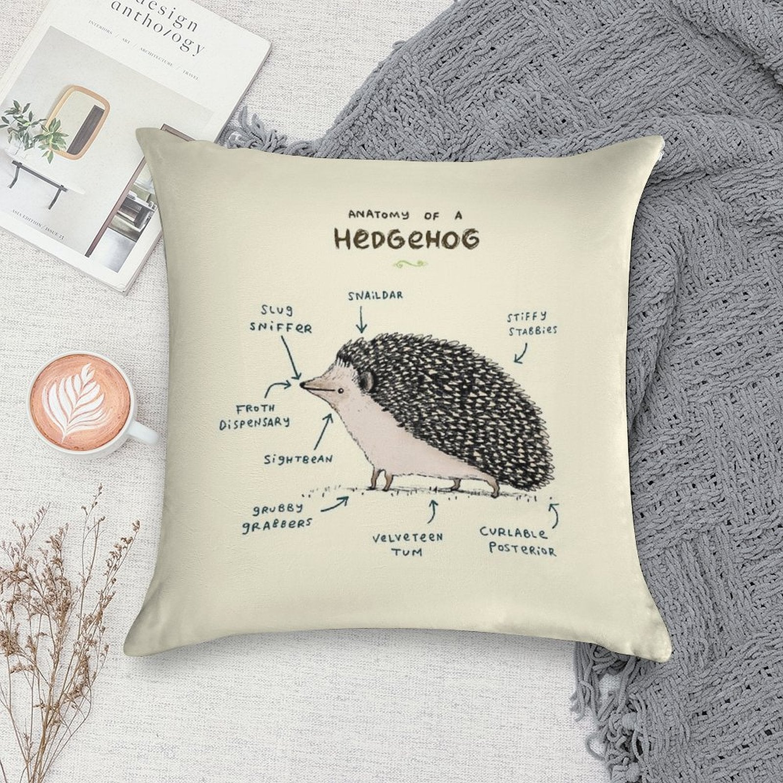 Anatomy of A Hedgehog Soft Warmth Comfort Throw Pillow