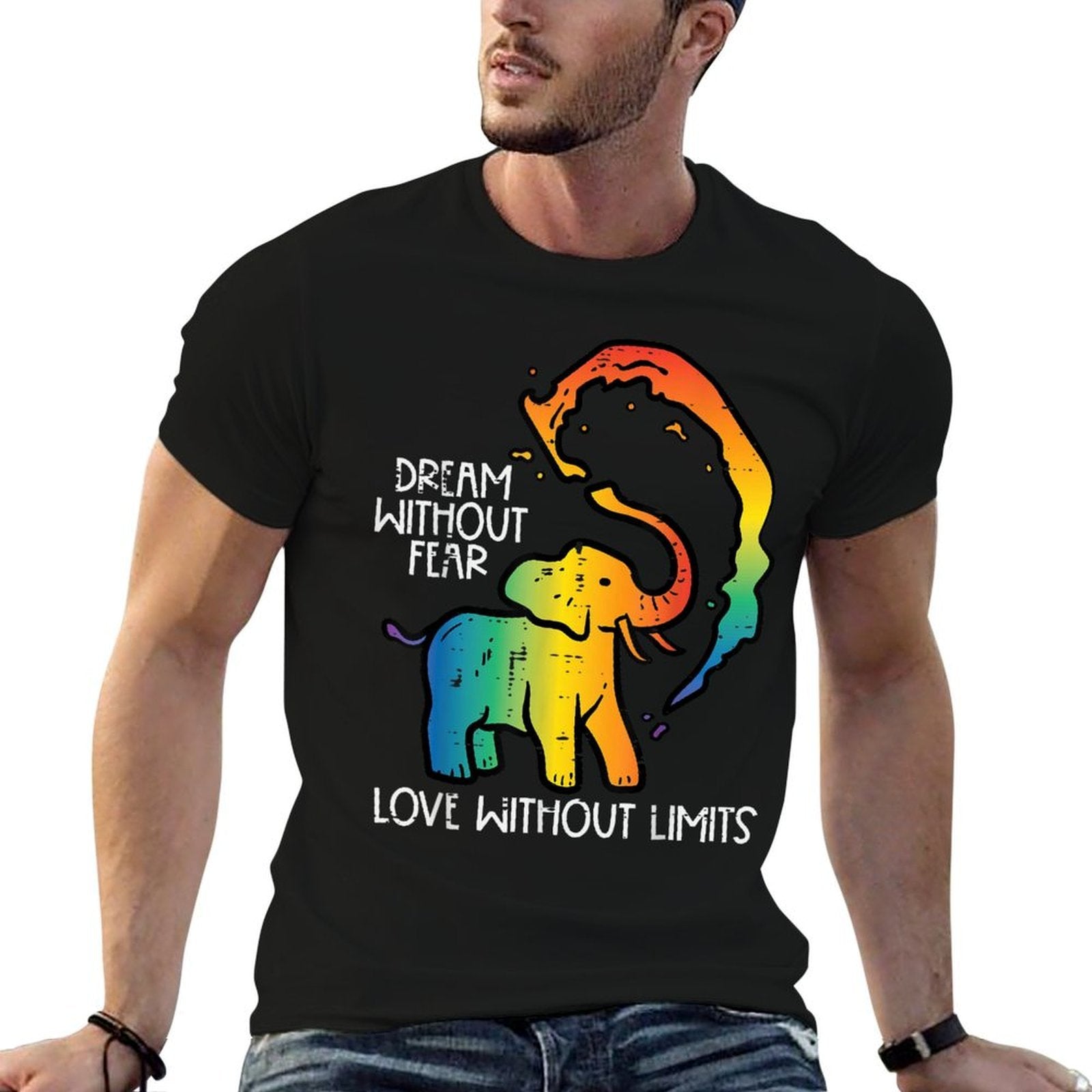Gay Elephant Dream Without Fear Rainbow Pride Lgbt Women Men  Odor-resistant T-Shirt