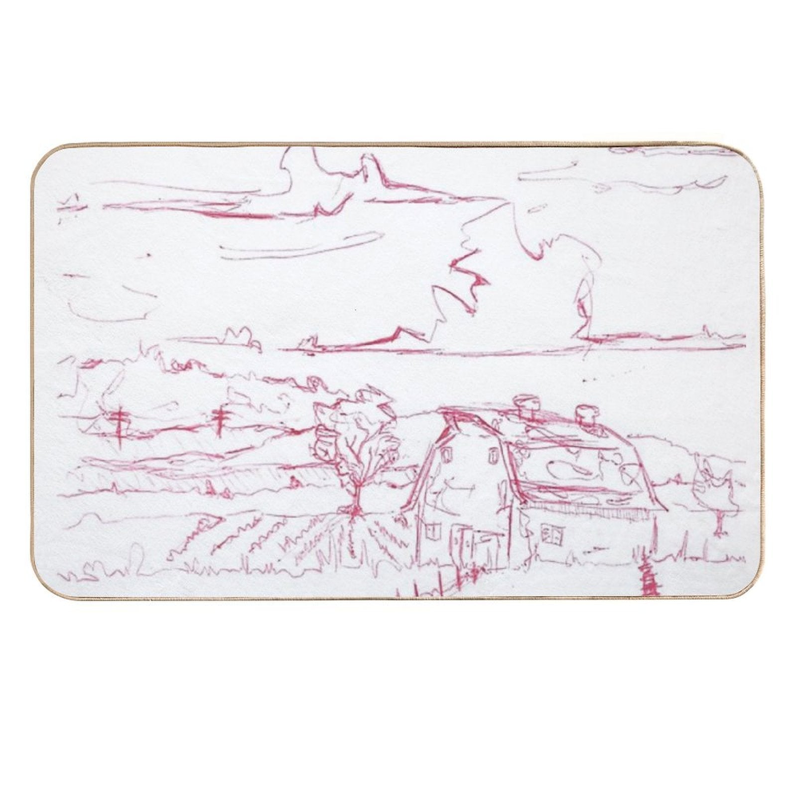 Farm House in Valleys  Non-Slip Bath Mat
