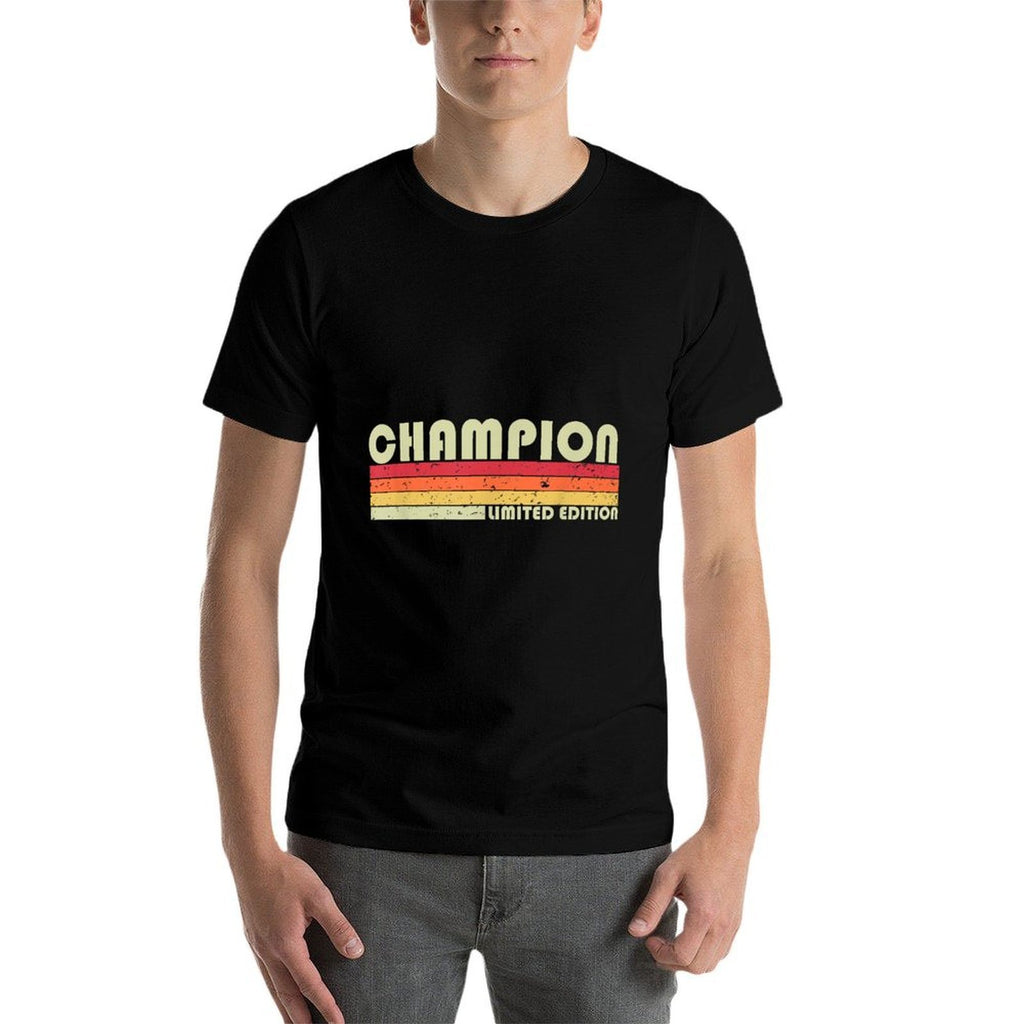 CHAMPION Surname Funny Retro Vintage 80s Birthday Reunion  Relaxed-fit T-Shirt