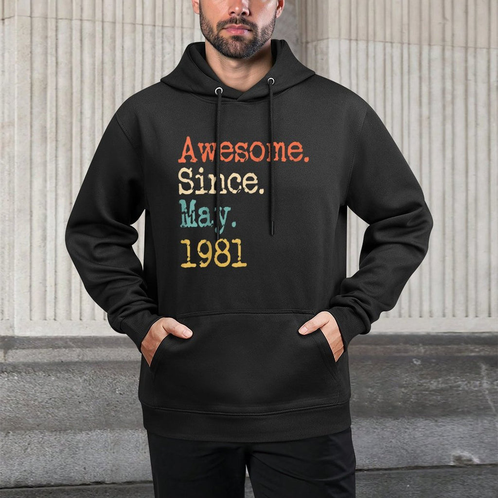 Awesome Since May 1981 40th Birthday Gift Funny Cotton-Polyester Blend Hoodie