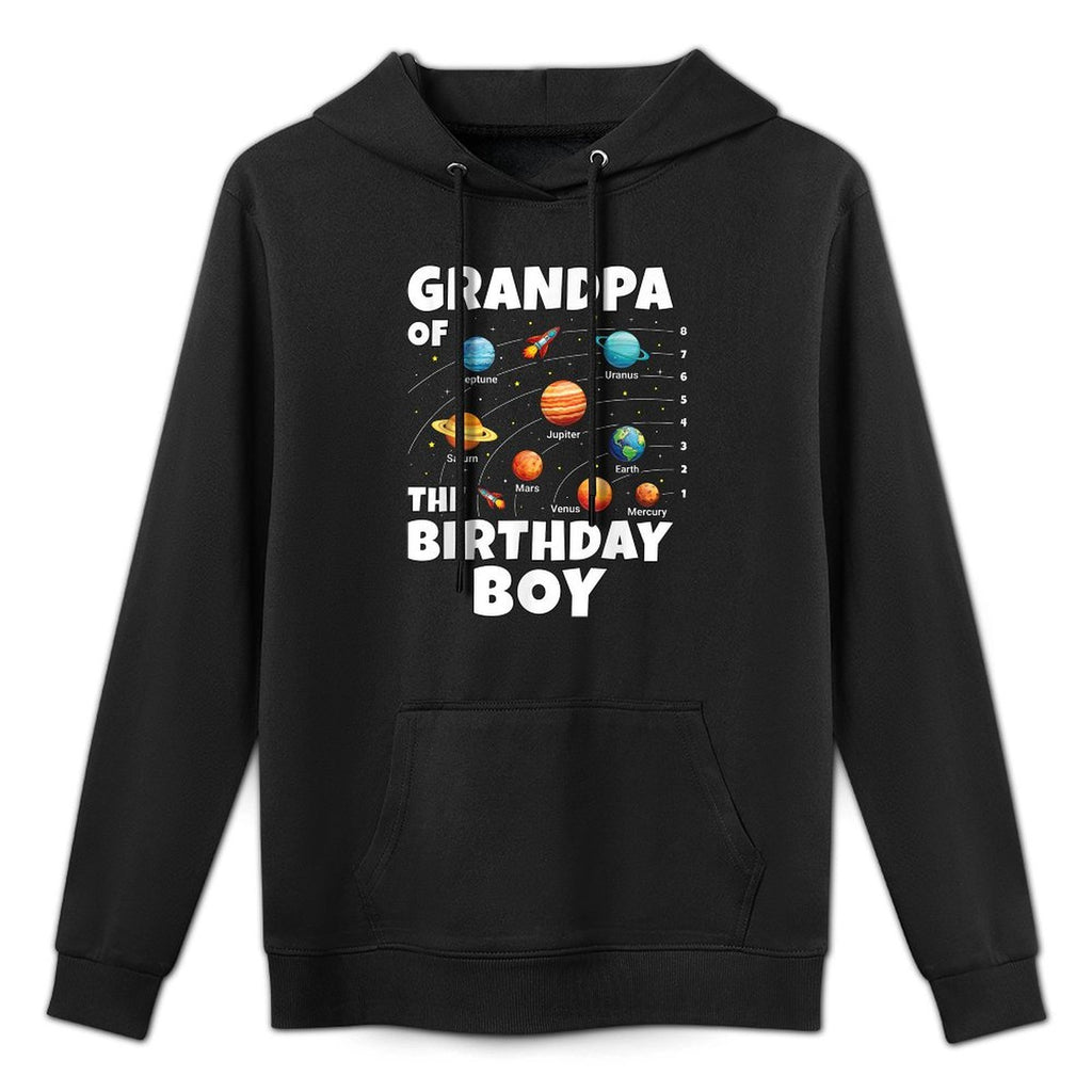 Grandpa of The Birthday Boy Space Planets Birthday Machine Washable Hoodie