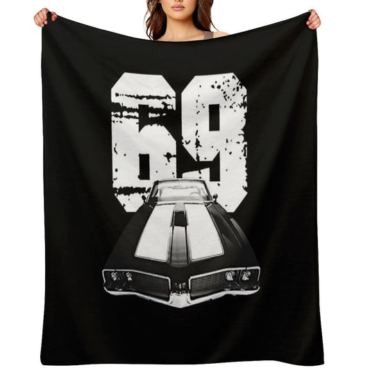 1969 Oldsmobile 442 Front Grill And Hood View with Year Shrink-resistant Throw Blanket