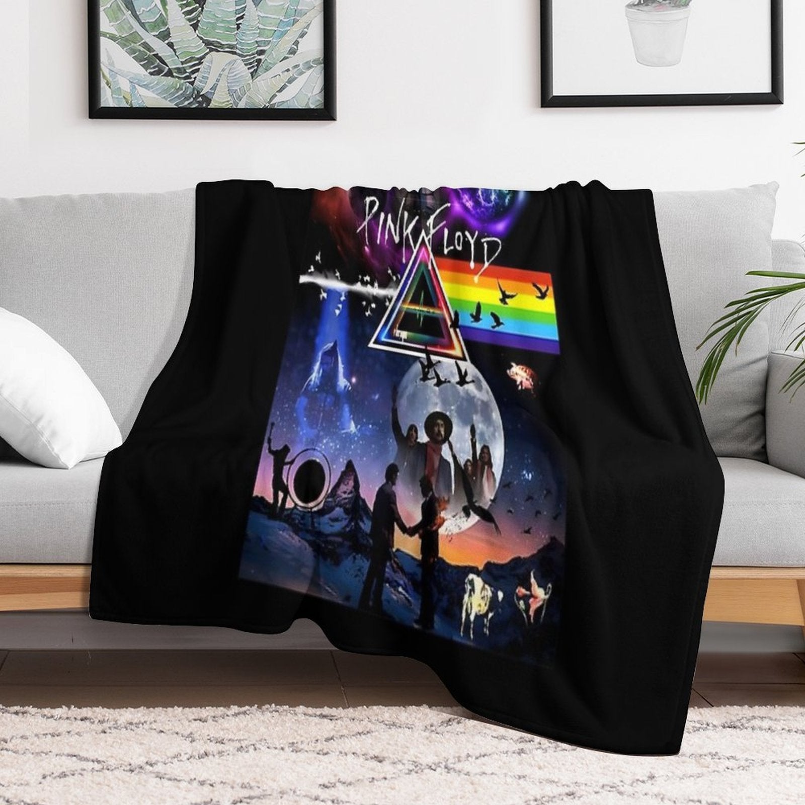 Pink Floyd Collage - Zea Shrink-resistant Throw Blanket